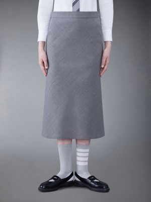 Thom Browne Fresco Maxi Low Rise Bias Women Skirts Grey | LEM32H10419