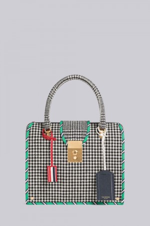 Thom Browne Fun-Mix Gun Club Check Hunting Tweed Mrs. Women Tote Bags Black | YXL76J47700