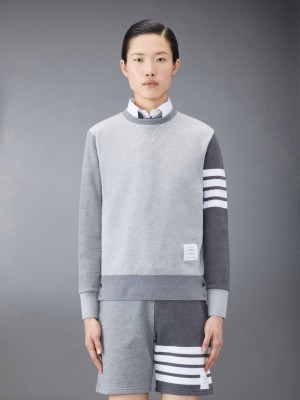 Thom Browne Funmix Classic Loopback 4-Bar Women Sweatshirts Grey | SAM09H56894