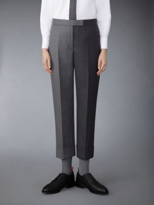 Thom Browne Funmix Twill Classic Back Strap Women Pants Grey | XWH65H48895