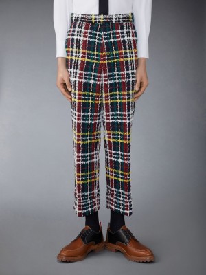 Thom Browne Hunting Tartan Eyelash Tweed Men Pants Green | AVV38T78947