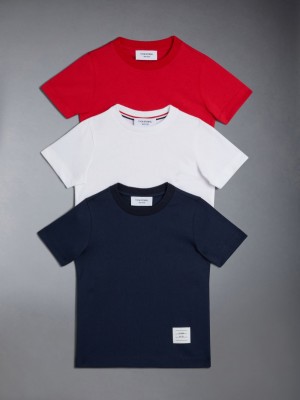 Thom Browne JERSEY STRIPED Girls's T Shirts Blue | FEY69N11204