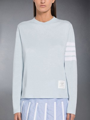 Thom Browne Jersey 4-Bar Women T Shirts Blue | FQZ76B73008