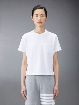 Thom Browne Jersey Boxy Pocket Women T Shirts White | DMA23C05939