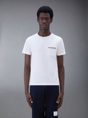 Thom Browne Jersey Pocket Men T Shirts White | UEG96A99693