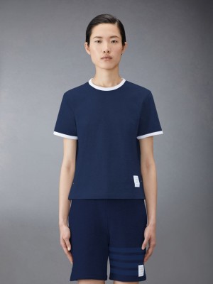 Thom Browne Jersey Ringer Women T Shirts Blue | JEZ99K89485