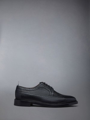 Thom Browne Leather Sole Longwing Men Brogue Shoes Black | TWZ87C86810