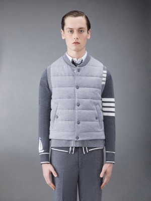 Thom Browne MERINO AND JERSEY PADDED REVERSIBLE 4-BAR Men Vest Grey | GSH79N64929