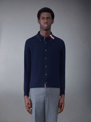 Thom Browne MERINO JERSEY STRIPE INTARSIA Men Shirts Blue | FDD71N43349