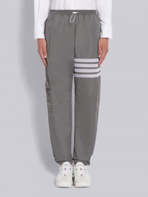 Thom Browne MILITARY RIPSTOP MESH 4-BAR PACKABLE Men Pants Grey | JDL86P61937