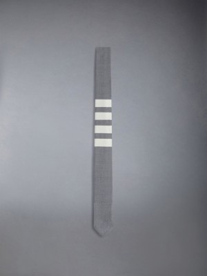 Thom Browne Medium Plain Weave 4-Bar Men Ties Grey | CQB06J65094