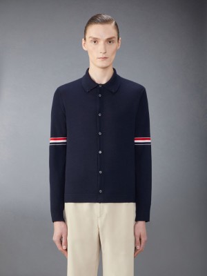 Thom Browne Merino Wool Armband Men Shirts Blue | TCP28E11198