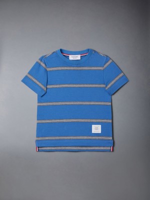 Thom Browne Mid Weight Jersey Striped Girls's T Shirts Blue | MLQ98J01605