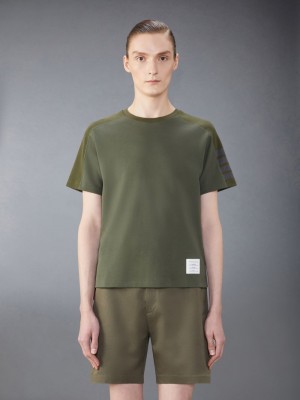 Thom Browne Milano Cotton 4-Bar Men T Shirts Green | ASD07A27039