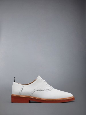 Thom Browne Nubuck Micro Sole Saddle Women Oxford Shoes White | GAE68B34597