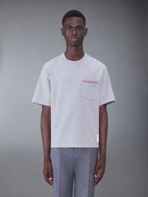 Thom Browne Oversized Short Sleeve Pocket Men T Shirts Grey | TLP91O93873