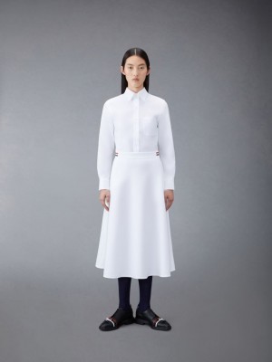 Thom Browne Oxford A-Line Shirt Women Dress White | SUW09I31440