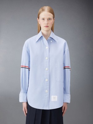 Thom Browne Oxford Armband Supersized Women Shirts Blue | MXH45A00316