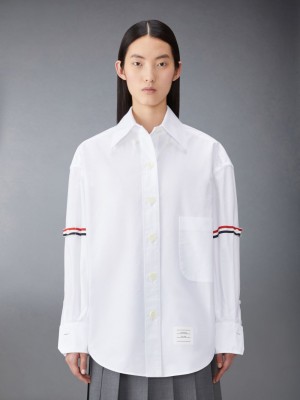 Thom Browne Oxford Armband Supersized Women Shirts White | KVX10X12879