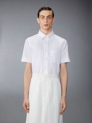 Thom Browne Oxford Self Tipping and Flag Patch Men Shirts White | NSY34M57108