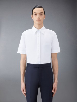 Thom Browne Oxford Short Sleeve Men Shirts White | RFF22E63423