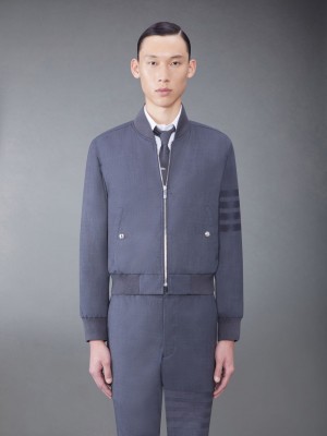 Thom Browne PLAIN WEAVE SUITING 4-BAR BLOUSON Men Jackets Grey | CNI08G37418