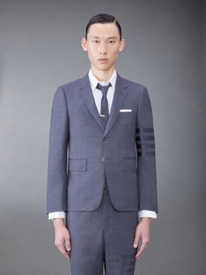 Thom Browne PLAIN WEAVE SUITING 4-BAR CLASSIC SPORT Men Coats Grey | IEH86E62971