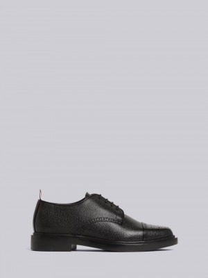 Thom Browne Pebble Grain Leather Cap Toe Derby Men Oxford Shoes Black | GYH85Y55574