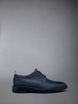 Thom Browne Pebble Grain Leather Longwing Men Brogue Shoes Blue | YDL39W42407