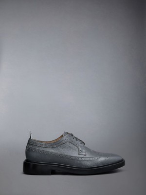 Thom Browne Pebble Grain Leather Longwing Men Brogue Shoes Grey | LPB22Y48311