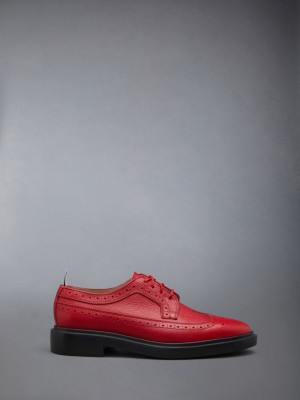 Thom Browne Pebble Grain Leather Longwing Women Brogue Shoes Red | RFE04L25003