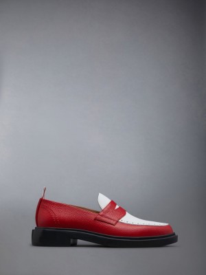 Thom Browne Pebble Grain Leather Penny Women Loafers Red | LQE11Q93870