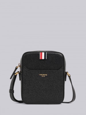 Thom Browne Pebble Grain Leather Vertical Camera Men Tool Bags Black | CIE60U39143