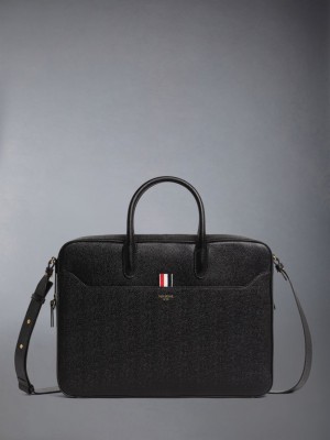 Thom Browne Pebble Grain Leather Women Business Bags Black | QJX77R01100