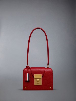 Thom Browne Pebble Grain Mrs. Triangle Women Tote Bags Red | EQR02V45388