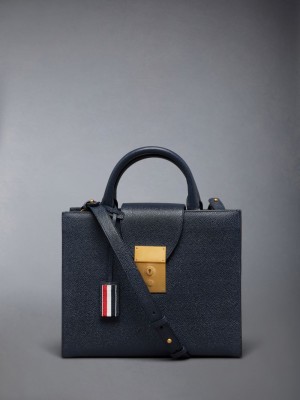 Thom Browne Pebble Grain Small Mr. Women Tote Bags Blue | NHC42C33287