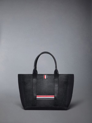 Thom Browne Pebble Grain Small Tool Men Tote Bags Black | FVA81I43491