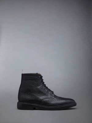 Thom Browne Pebble Grain Wingtip Men Boots Black | MSR96X46030