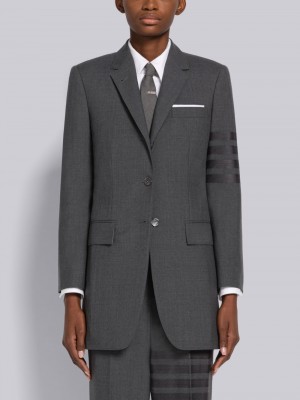 Thom Browne Plain Weave 4-Bar Elongated Classic Sport Women Coats Grey | NDH49K39382