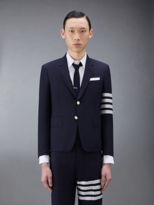 Thom Browne Plain Weave 4-Bar High Armhole Sport Men Coats Blue | RMN60Y80954