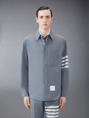 Thom Browne Plain Weave 4-Bar Jacket Men Shirts Grey | BSZ52N66911