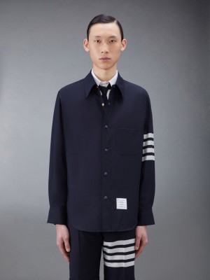 Thom Browne Plain Weave 4-Bar Jacket Men Shirts Blue | LCI84Q10207