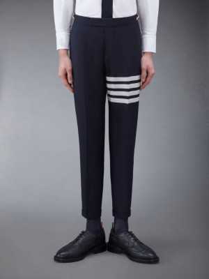 Thom Browne Plain Weave 4-Bar Low Rise Men Pants Blue | NTI12A88074