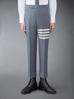 Thom Browne Plain Weave 4-Bar Men Pants Grey | GSJ48O30254