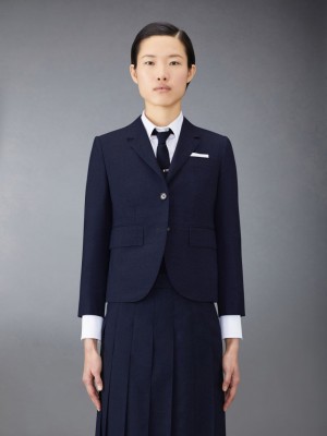 Thom Browne Plain Weave School Uniform High Armhole Sport Women Coats Blue | BGS90F27358