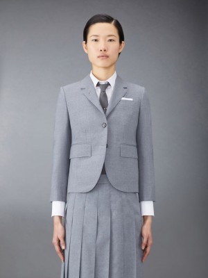 Thom Browne Plain Weave School Uniform High Armhole Sport Women Coats Grey | YUB78W16360