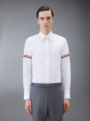 Thom Browne Poplin Armband Classic Men Shirts White | VIX78U10540