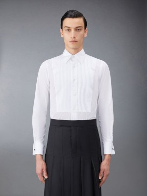 Thom Browne Poplin French Cuff Tuxedo Men Shirts White | KRE09M05382