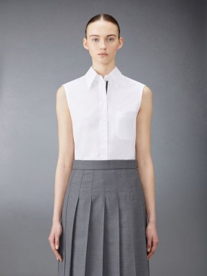 Thom Browne Poplin Sleeveless Women Shirts White | AIA45G36206