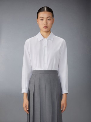 Thom Browne Poplin Tucked Women Shirts White | QFA79Q88795